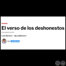 EL VERSO DE LOS DESHONESTOS - Por LUIS BAREIRO - Domingo, 07 de Mayo de 2017